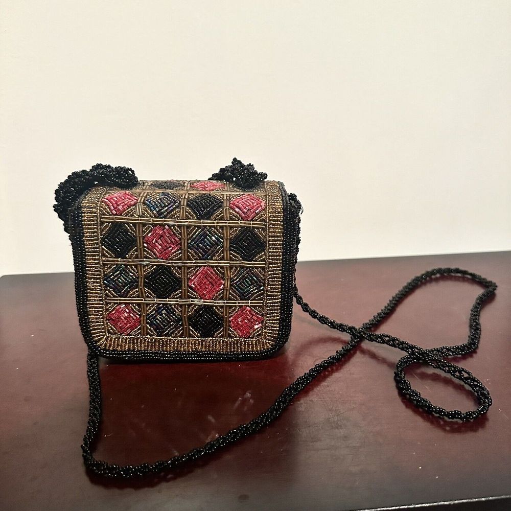 VTG Women's Beaded Purseโ Shoulder Crossbody Handbag Clutch Mirror Evening Bag